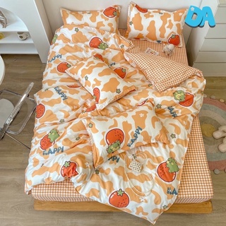 Bộ chăn ga gối cotton poly - Mẫu cam đỏ.