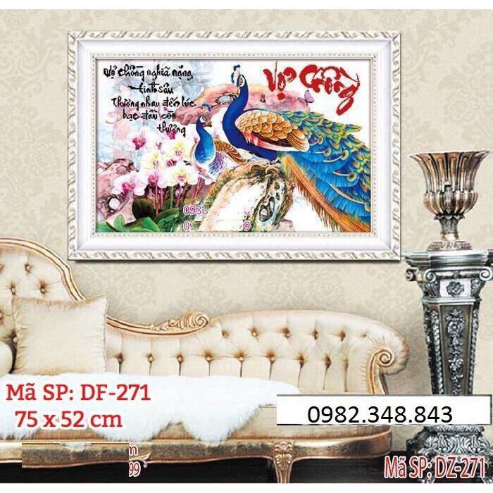 Tranh đính đá vợ chồng KT:75x50cm. Tranh gắn đá tự làm.