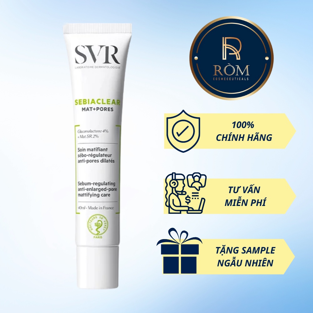 Kem Dưỡng Giúp Giảm Mụn Giảm Nhờn Và Thu Nhỏ Lỗ Chân Lông SVR Sebiaclear Mat Pore