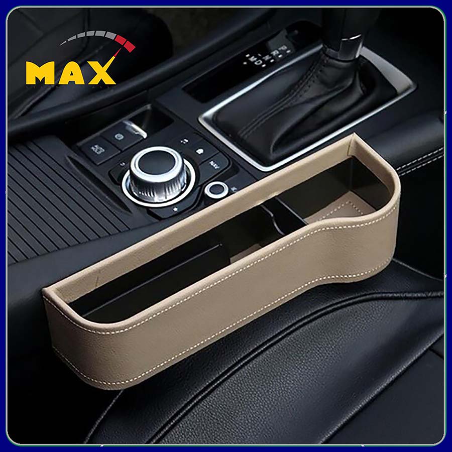 Khay Đựng Đồ Khe Ghế Ô Tô Tài Và Phụ MAX STORE Bọc Da Cao Cấp Sang Trọng Kích Thước 26x8x17cm
