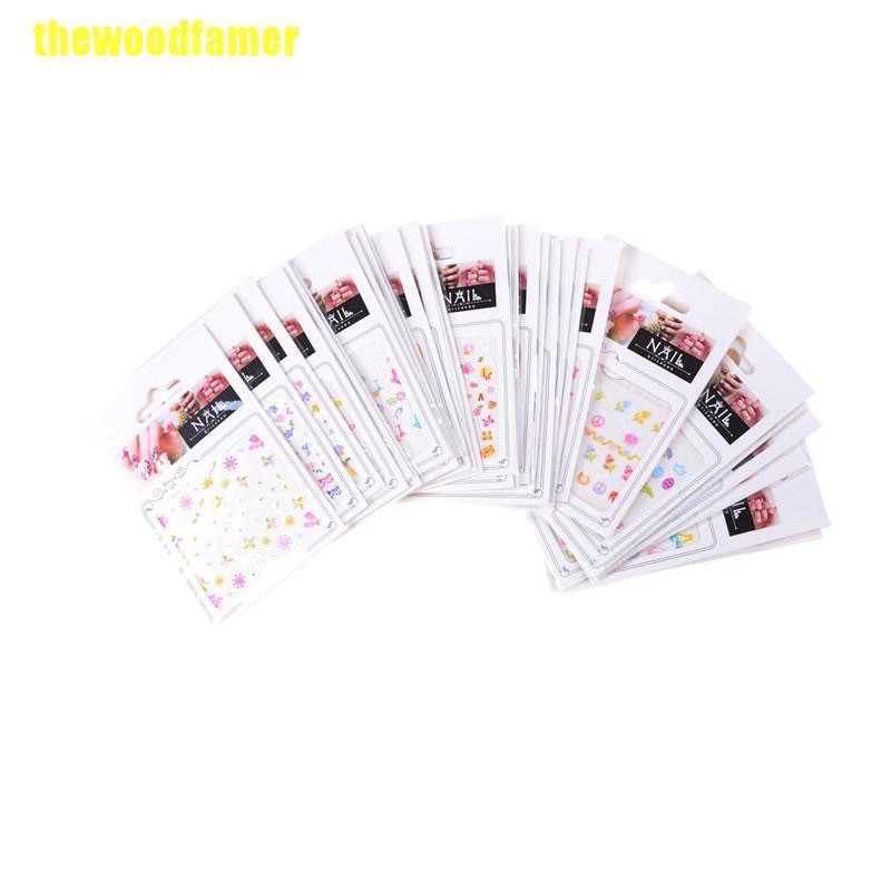 Set 10 miếng sticker dán móng tay 3D dễ thương chống thấm nước an toàn cho bé