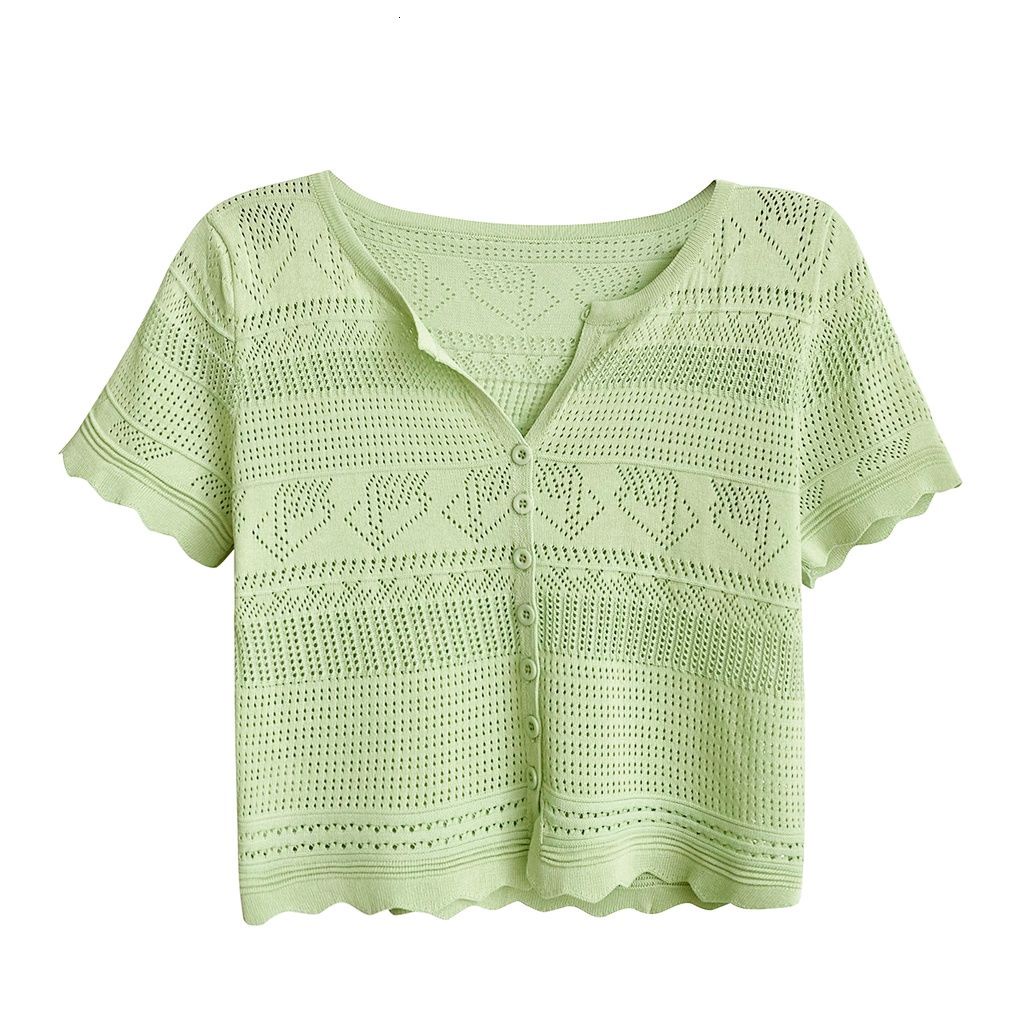 Áo Croptop Dệt Kim Tay Ngắn Cổ Chữ V Dáng Ôm Thời Trang Cho Nữ