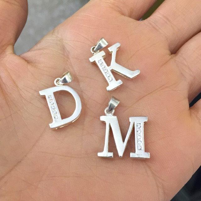 Mặt dây chuyền bạc Nmj chữ cái M T C P O Q