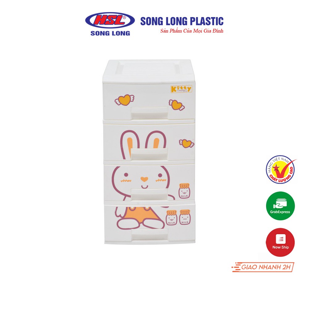 Tủ Nhựa Kitty 4 Tầng Song Long Plastic -  Cỡ Nhỏ Đựng Đồ Trẻ Em, Trẻ Sơ Sinh