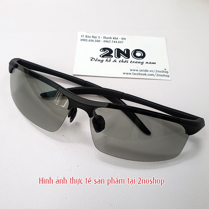 Mắt kính nam GIÁ RẺ tròng polarized phân cực đổi màu, chống chói, chống tia UV400, gọng nhựa khớp lò xo êm nhẹ -MK2204