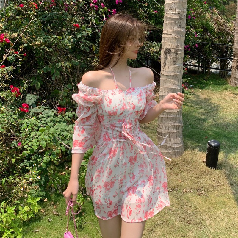 Đầm dáng xòe hoa nhí tay dài mini Emilyshop ulzzang