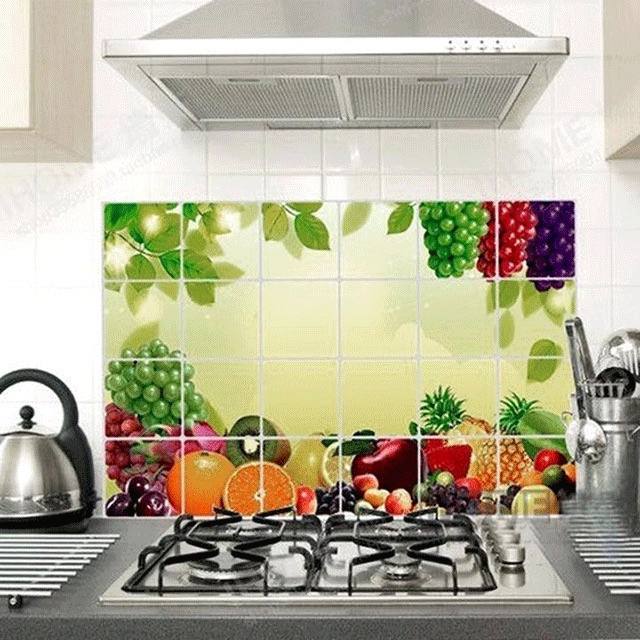 Giấy dán tường nhà bếp, miếng dán bếp chống bắn dầu mỡ, chịu nhiệt cao Hiwi