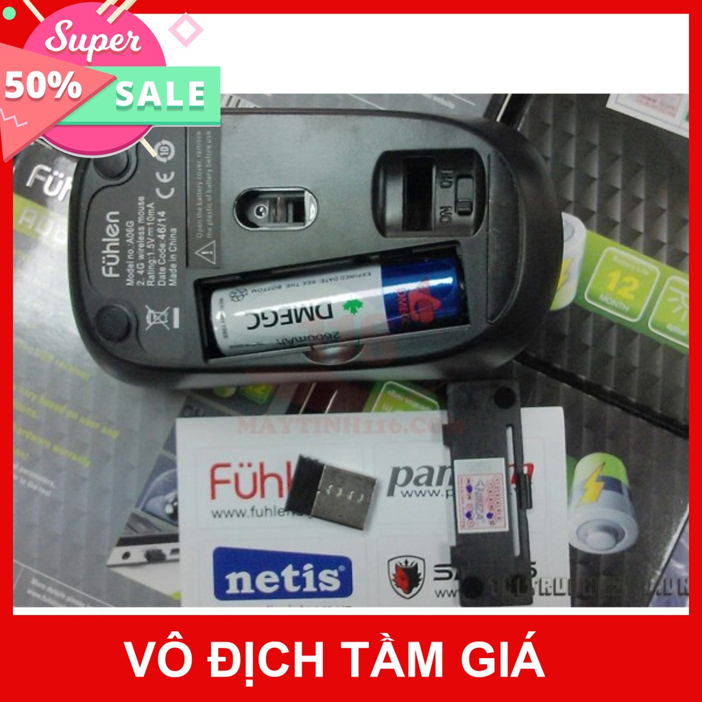 chuột không dây Fuhlen A06 -tặng bàn di cao cấp Raze- chính hãng bảo hành 24 tháng FREE ship đơn từ 50k