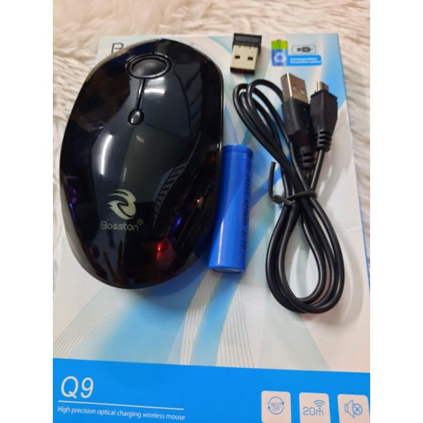 Chuột ko dây Bosston Q9, pin sạc, chính hãng