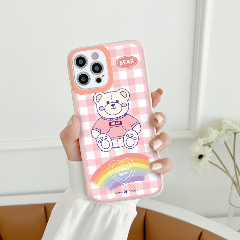 Ốp lưng iphone Gấu cầu vồng cạnh vuông dẻo ip 6splus/7/7plus/8/8plus/x/xr/xs/11/12/pro/max/plus/13promax tr004