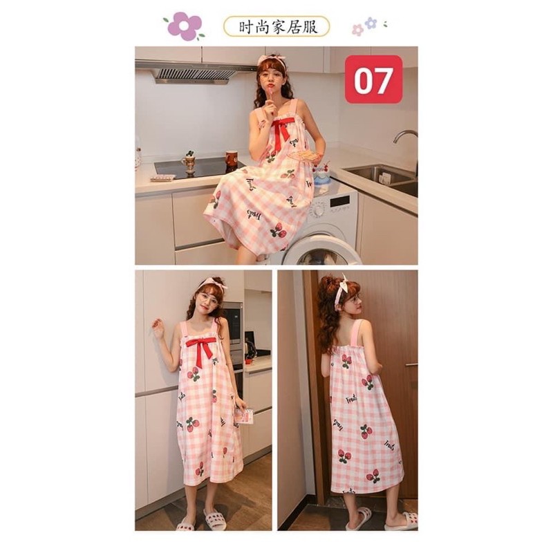 🍓VÁY NGỦ,VÁY ĐẦM MẶC Ở NHÀ DÁNG SUÔNG CHẤT COTTON  🍓🍓