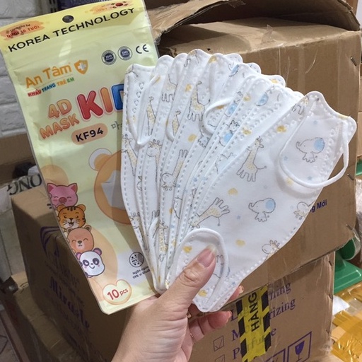 [Ảnh thật] Túi 10 khẩu trang bé 4d mask kids An tâm siêu dễ thương