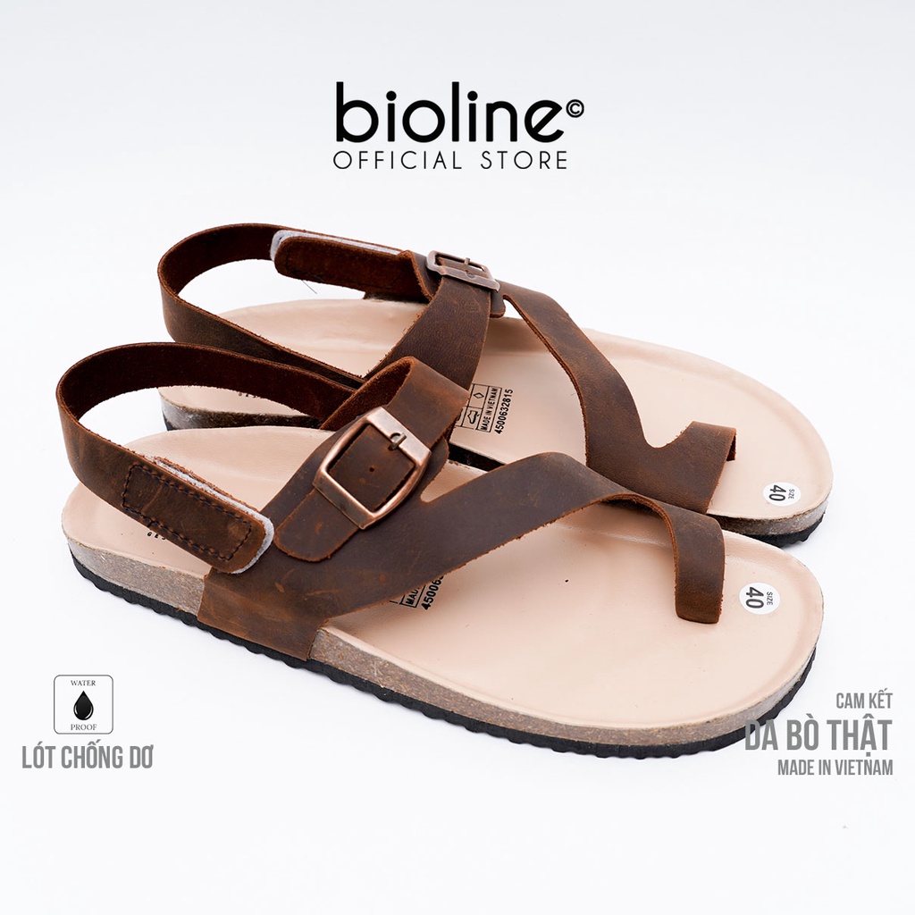 DK20-LÓT CHỐNG NƯỚC-Giày sandal đế trấu Birken da bò thật nam nữ, dép xăng đan công sở, dép đế trấu Bioline