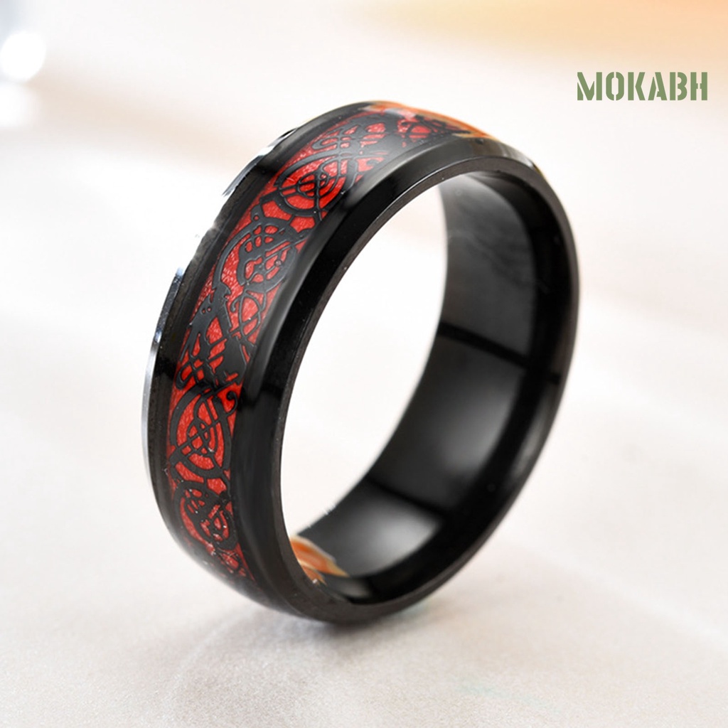 Nhẫn Nam Họa Tiết Rồng Phát Sáng Đơn Giản Thời Trang