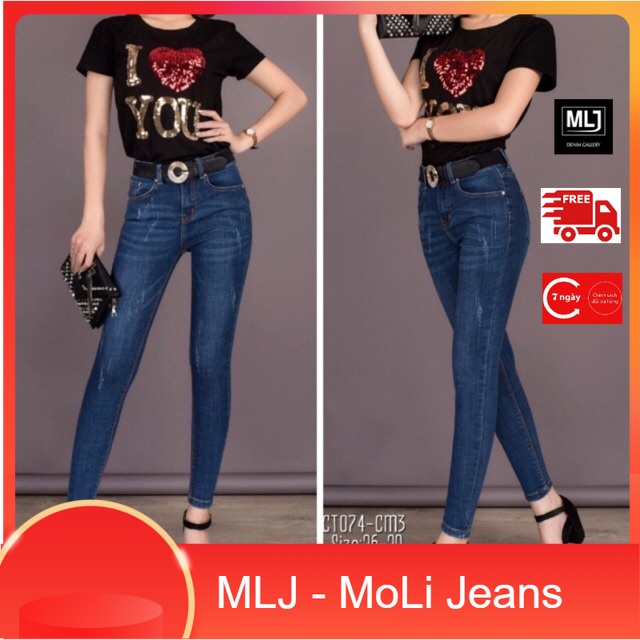 Quần jean dài xanh đậm big size co dãn mạnh 2270
