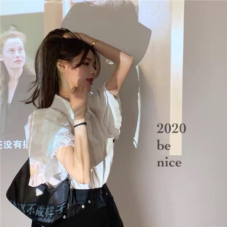 áo sơ mi trắng tay bồng cộc tay chất mềm mại