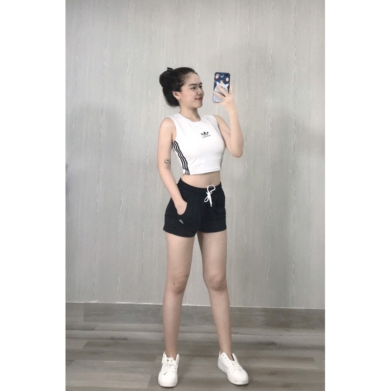 ÁO CROPTOP SÁT NÁCH 3 SỌC - ÁO TẬP GYM, YOGA NỮ