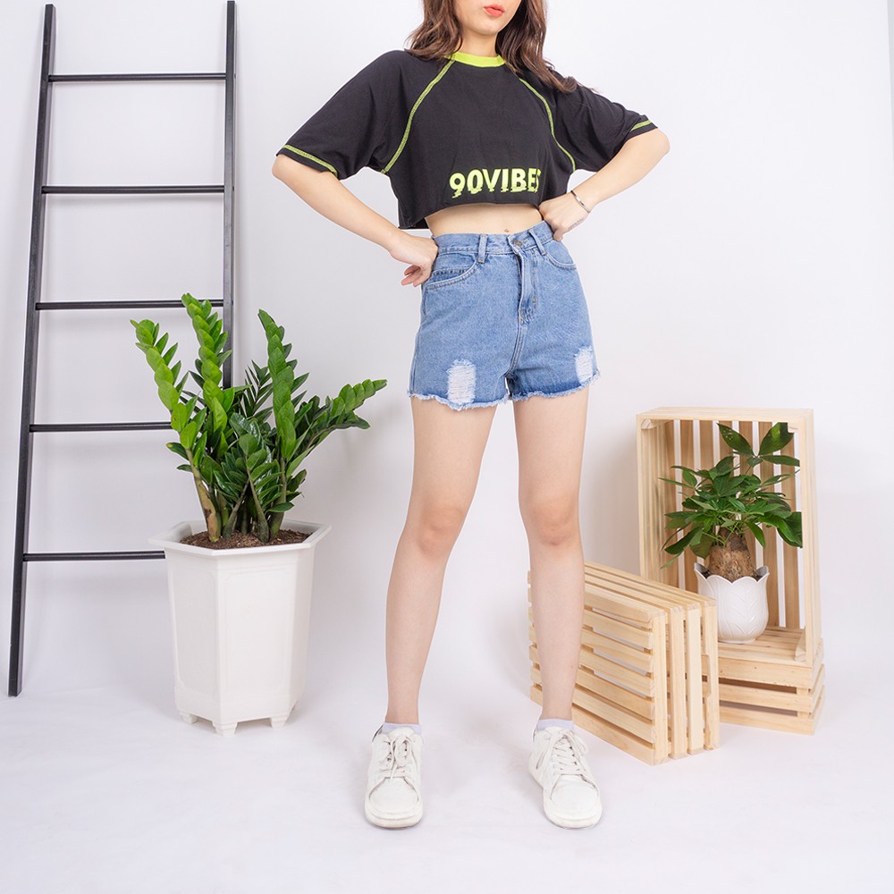 [Mã FAMAYWA giảm 10K đơn 50K] Quần short jean nữ Ulzzang GENZ lưng cao không gấu rách ống ZWJ021 | BigBuy360 - bigbuy360.vn