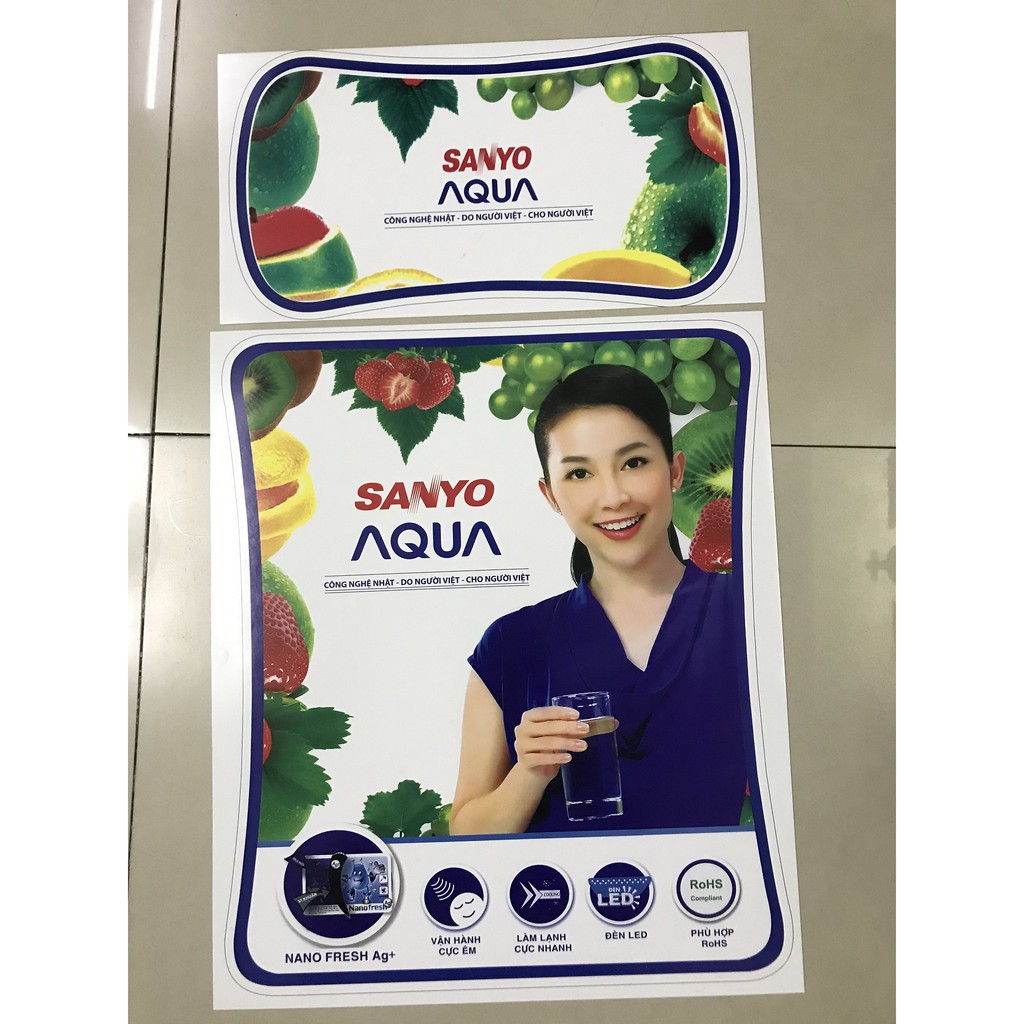 Combo 10 tem dán tủ lanh Sanyo Aqua/ Combo 10 miếng dán tủ lạnh Sanyo Aqua