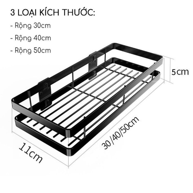 Kệ treo tường nhà bếp, phòng tắm, kệ để gia vị đa năng bằng thép không gỉ có miếng dán chịu lực