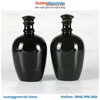 [Bát Tràng giá rẻ] Bình đựng rượu, chiết rượu - cao cấp gốm sứ Bát Tràng dung tích 900ml màu xanh cổ vịt đẹp xuất sắc