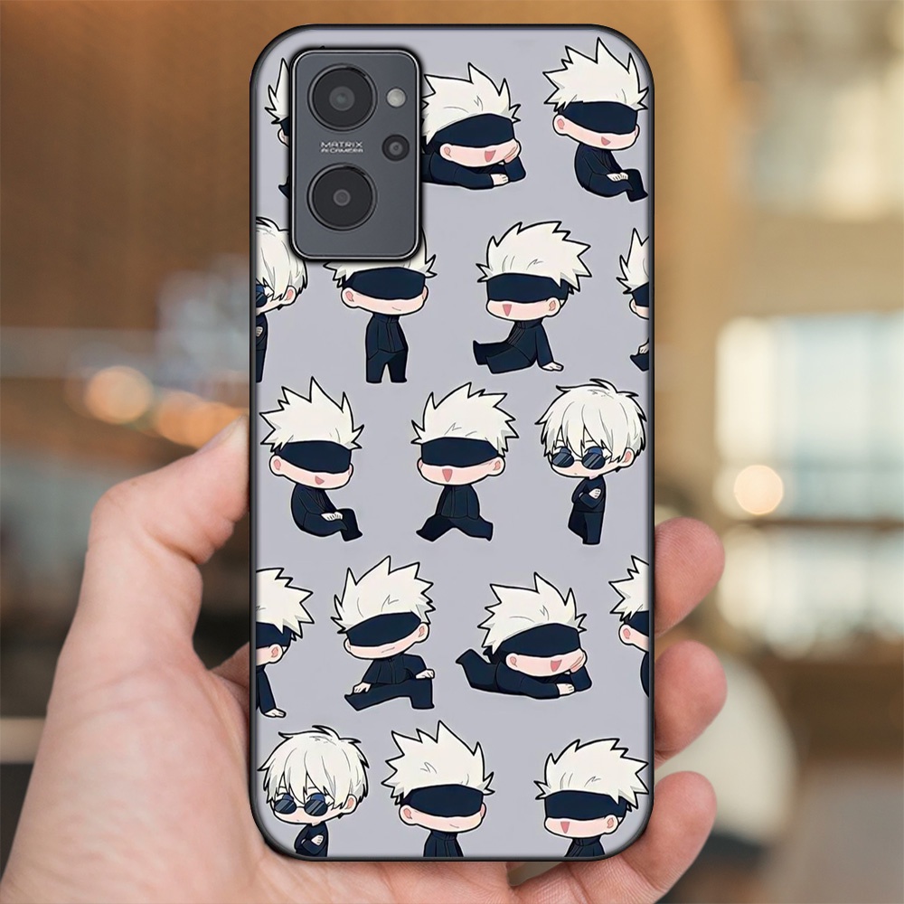 Ốp lưng Realme 9i viền đen in hình Satoru Jujutsu Kaisen