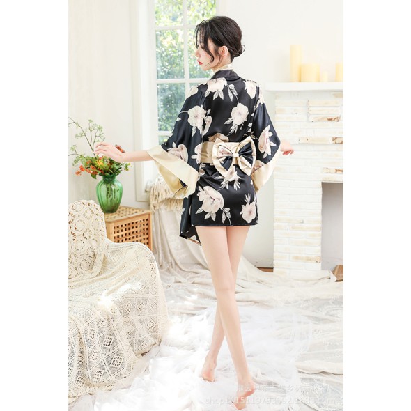 Áo choàng ngủ kimono kèm lọt khe / Áo ngủ lụa sang chảnh phong cách Nhật Bản | BigBuy360 - bigbuy360.vn