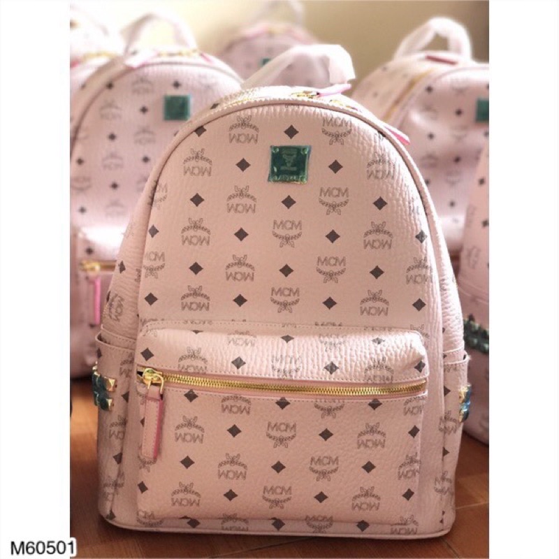 Balo Nữ M.CM Chất Da Pu 2 màu Hồng, Trắng Cao Cấp