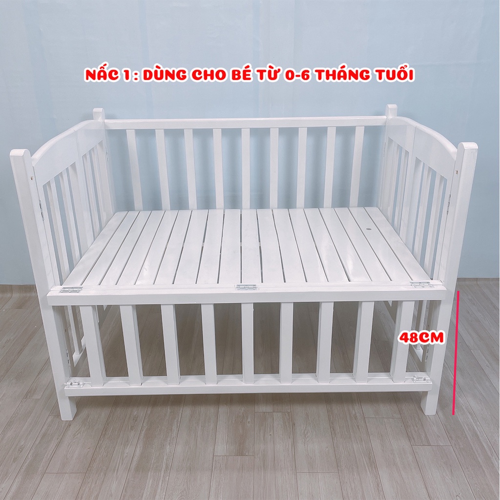 Giường Cũi Cho Bé Cũi Gỗ Quế Xuất Khẩu 3 Tầng Kidssun Kích Thước 80x130x86 cm Chịu Lực 100kg An Toàn Cho bé BH 24 Tháng