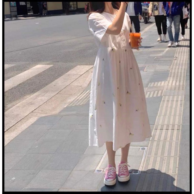[Mã FAMARAL1 giảm 10K đơn 50K] Váy Babydoll Hoa Dáng Dài Nữ [FREESHIP]🌸Đầm tay ngắn dáng dài from rộng vintage | BigBuy360 - bigbuy360.vn