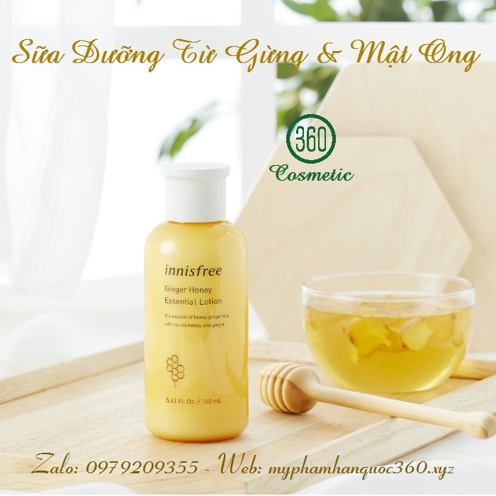 [mẫu mới] Sữa Dưỡng Từ Mật Ong &amp; Gừng Innisfree Ginger Honey Essential Lotion 160ml