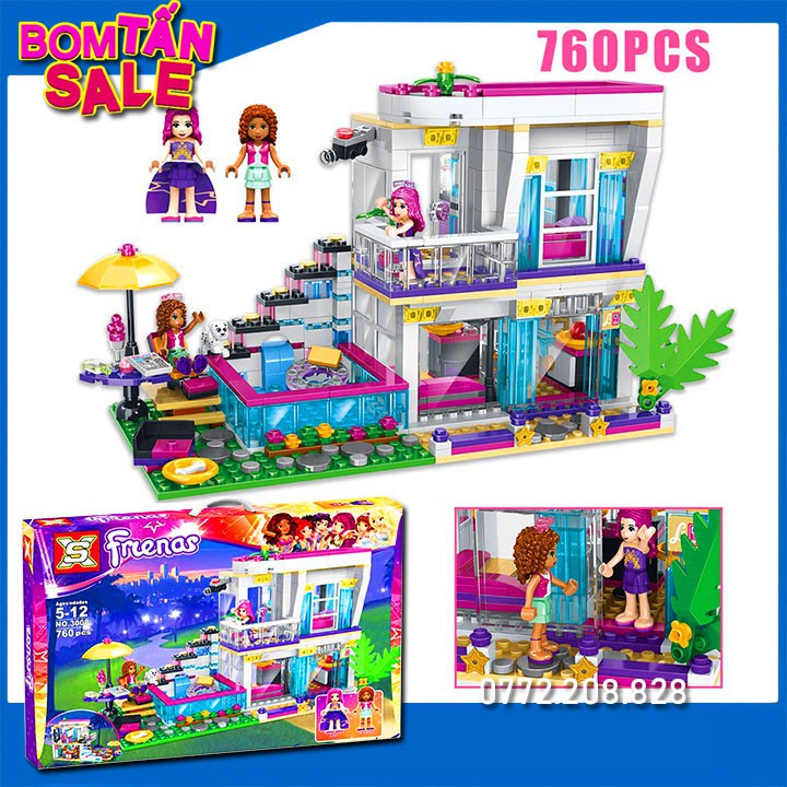 Lego Friends Lepin 01046/BELA 10489/TENMA 3013/SX3008. 760pcs. Bộ Lego Xếp Hình Biệt thự friend của Olivia, Mia, Emma