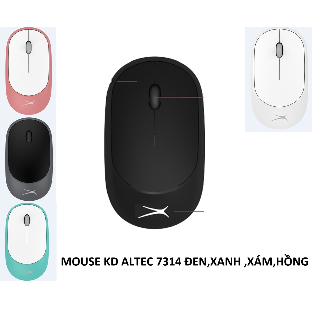 CHUỘT KHÔNG DÂY ALTEC ALBM 7314 KD ĐEN , HỒNG, TRẮNG,XANH,XÁM , MOUSE WIRELESS HÀNG CHÍNH HÃNG