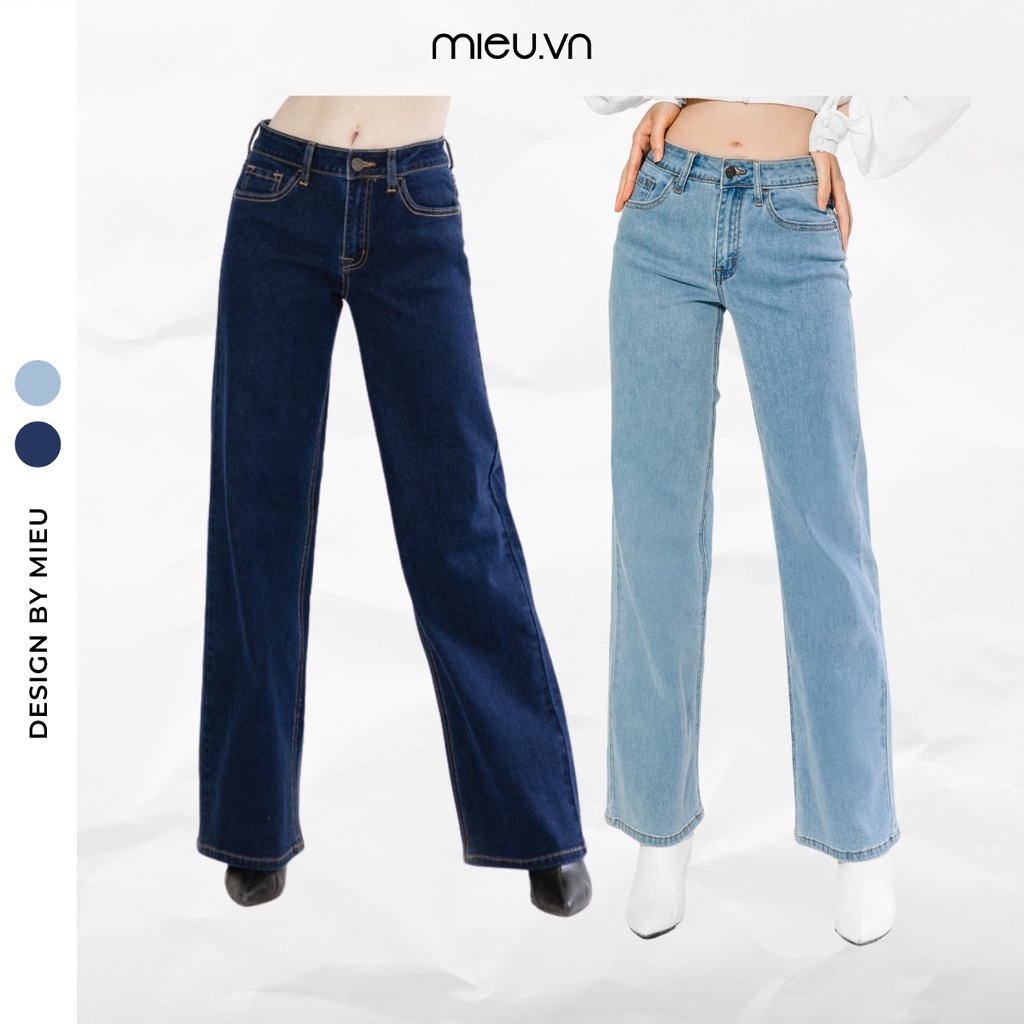 Quần jeans ống suông (Xanh trung/nhạt) - GF12