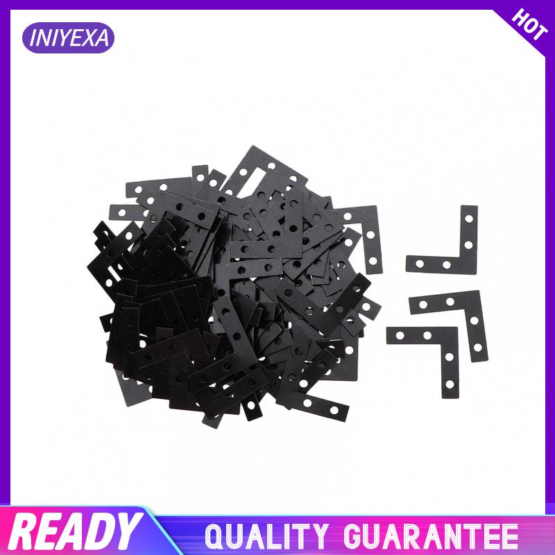 Durable 100 Pcs Black Angle Plate Corner Brace Flat L Shape Repair Bracket 38 x 38mm