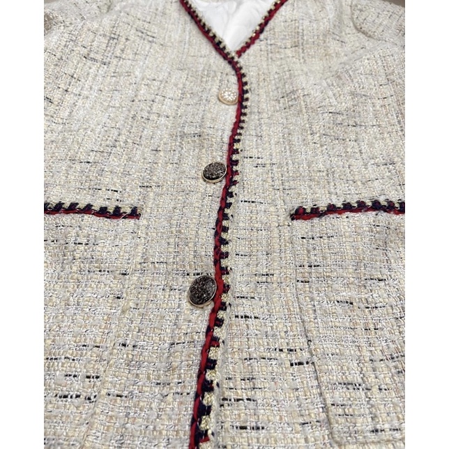 Áo khoác tweed viền