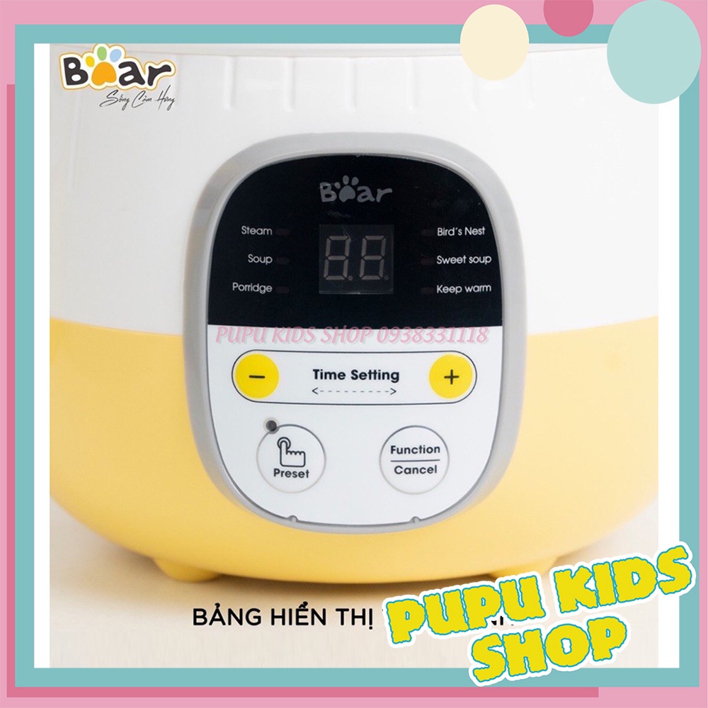 [BẢN QUỐC TẾ - BẢO HÀNH 1 NĂM] NỒI HẦM CHÁO BEAR CÓ XỬNG HẤP CÁCH THUỶ 2IN1 0,8L, 1.6L