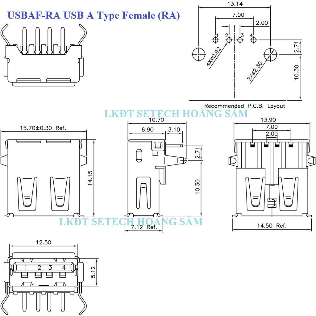 Cổng USB A Type B Type mini USB 1 chiếc