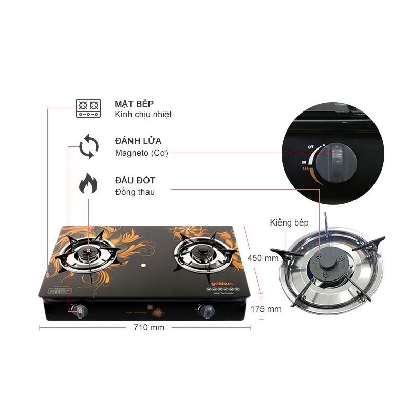 Kiềng Bếp Gas Goldsun Mặt Kính