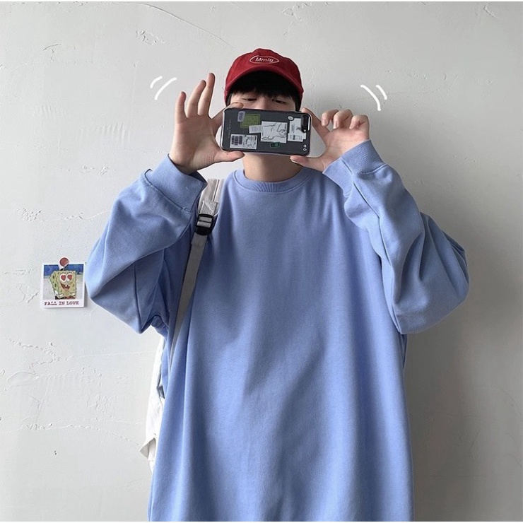 FREESHIP Áo sweater, áo nỉ trơn 5 màu forrm rộng unisex phong cách Ulzzang | BigBuy360 - bigbuy360.vn