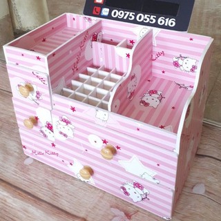 Kệ đựng mỹ phẩm chống bụi MAX PLUS hello kitty 35cm