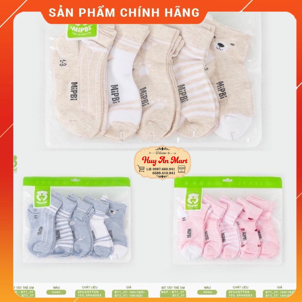 Sét 10 đôi tất chân cao cổ cho bé Mipbi từ 1-3 Tuổi