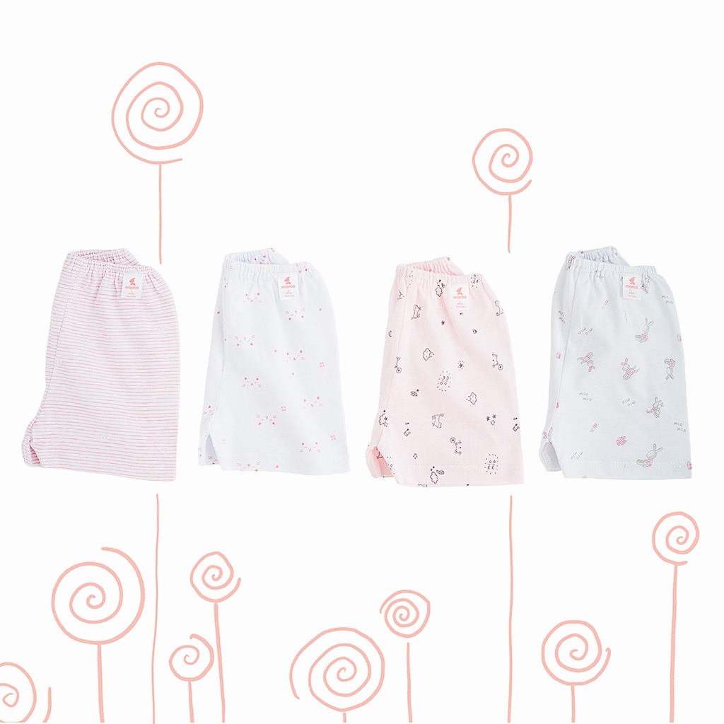 Combo 4 Quần Ngắn Sơ Sinh MIOMIO Cho Bé Trai, Bé Gái (Từ 0 - 24 Tháng), Vải Cotton