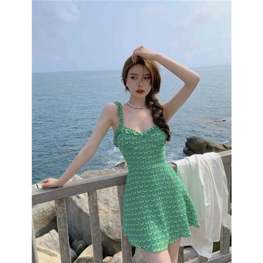 Đầm Hai Dây Họa Tiết Hoa Phong Cách Retro Pháp Quyến Rũ Cho Nữ