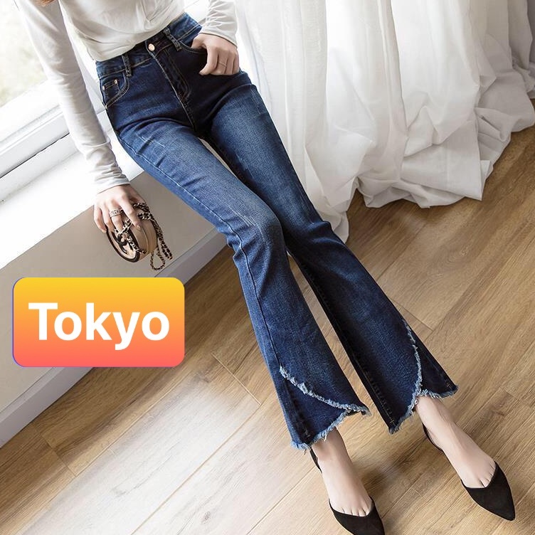 QUẦN JEAN NỮ CHẤT BÒ XANH ỐNG LOE BASS SANG CHẢNH LƯNG CAO NÂNG MÔNG SIÊU HÀN QUỐC D-82 -TOKYO FASHION