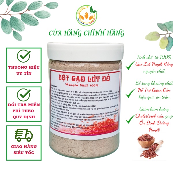 Bột Gạo Lứt Đỏ Giảm Cân, Bột Gạo Lứt Nguyên Chất Cao CấpTốt Cho Sức Khỏe-500gr