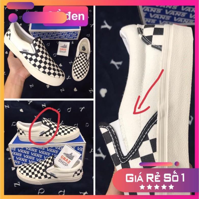 [Chuẩn 11 - hộp xanh] Giày thể thao lười slip on caro vault đen trắng nam nữ không dây | BigBuy360 - bigbuy360.vn