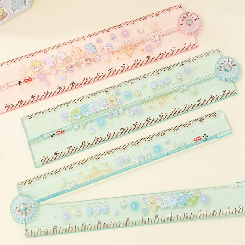 Thước kẻ bằng acrylic trong suốt 30cm San-x SUMIKO GURASHI có thể gấp gọn tiện dụng