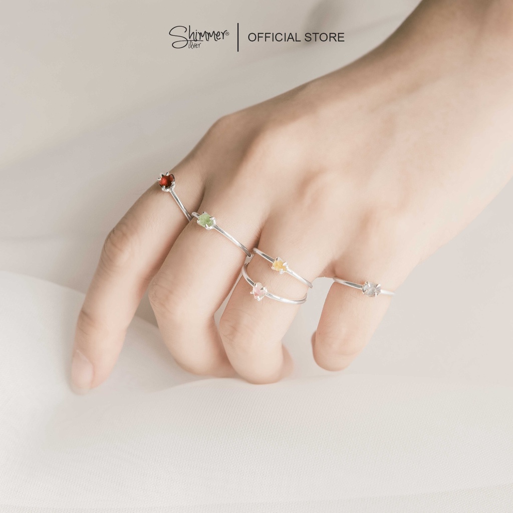 Nhẫn Nữ Bạc 925 Cao Cấp SHIMMER SILVER MINI STONE Các Loại Đá Thiên Nhiên Mang Lại May Mắn, Nạp Năng Lượng Phong Thủy