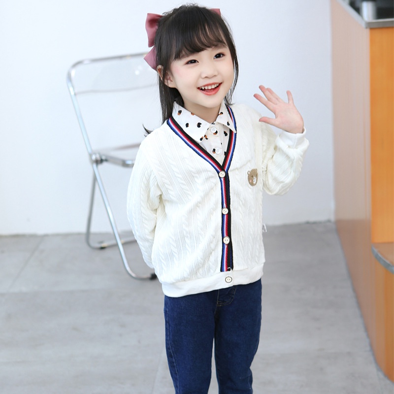 Áo khoác Cardigan dệt kim Hàn Quốc đơn giản và dễ thương cho bé trai và bé gái